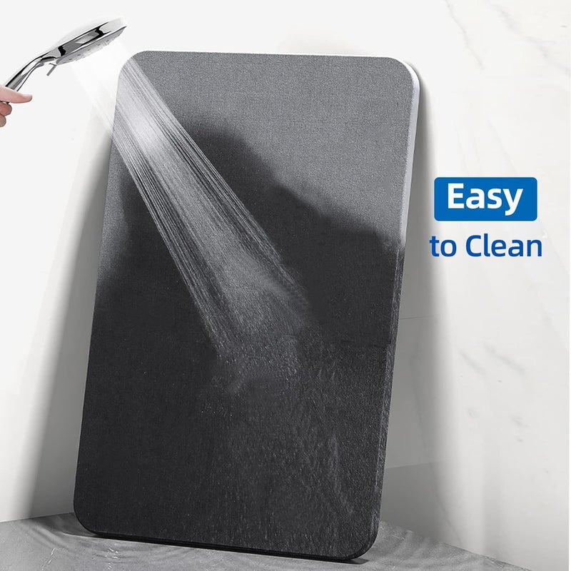 Ofrdncy Low dust buildup Bath Stone Mats Diatomaceous Earth Bath Mat Fast Water Drying Super Absorbent Diatomite Mat with Non-Slip for Bathroom,Kitchen Absorbent Pad,Both Sides Available,15.35x23.62inch,Grey,Hard Shock rubber edge - Image 5