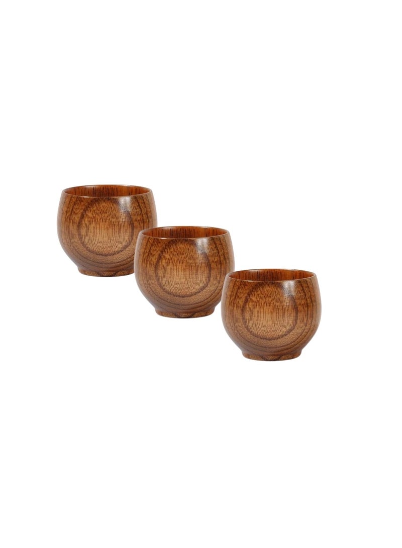 Liying 3Pcs Wooden Tea u0026 Coffee Cup 50ml, Japanese Tea Cup Solid Wood Drinking Cup Teacup Glass for Milk, Hot Drinks  - Image 1