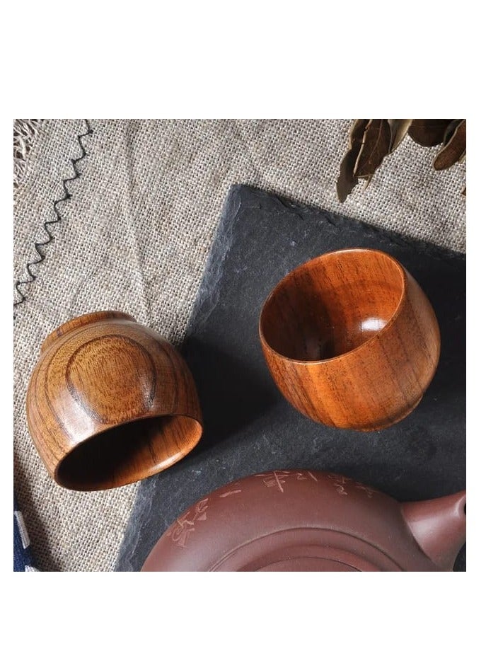 Liying 3Pcs Wooden Tea u0026 Coffee Cup 50ml, Japanese Tea Cup Solid Wood Drinking Cup Teacup Glass for Milk, Hot Drinks  - Image 5