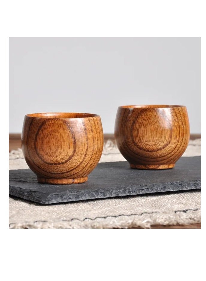 Liying 3Pcs Wooden Tea u0026 Coffee Cup 50ml, Japanese Tea Cup Solid Wood Drinking Cup Teacup Glass for Milk, Hot Drinks  - Image 3