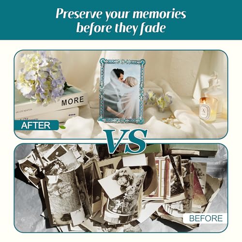 Synovana Romantic Jeweled 4x6 Photo Frame – Silver with Blue Crystal Accents, Ornate Vintage-Style Picture Frame for Tabletop Display Gift - Image 3