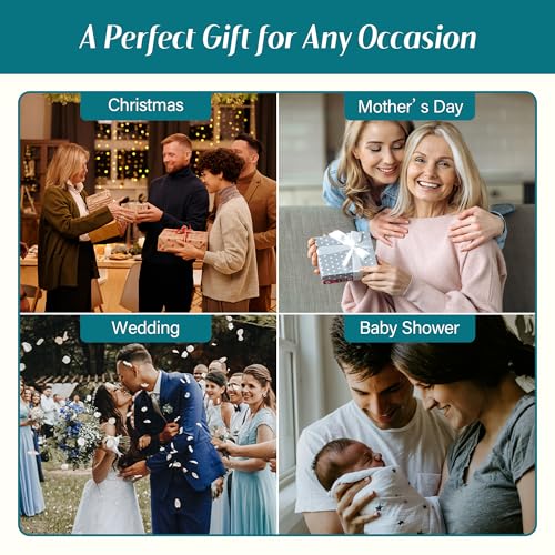 Synovana Romantic Jeweled 4x6 Photo Frame – Silver with Blue Crystal Accents, Ornate Vintage-Style Picture Frame for Tabletop Display Gift - Image 4