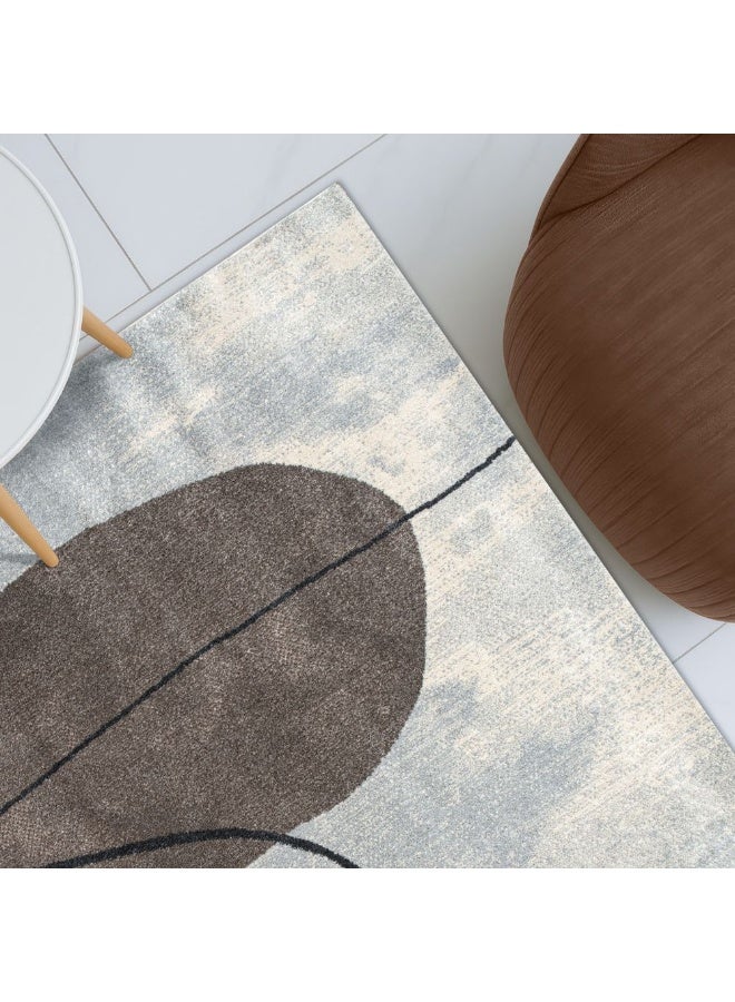 DANUBE HOME Sahara Modern Abstracts Rug | Washable Modern Rugs Style | Polypropylene + Polyester Area Rug Floor Covering | Indoor Carpet For Living Room Dining Bedroom 240X340cm-Brown-231200400585 - Image 1