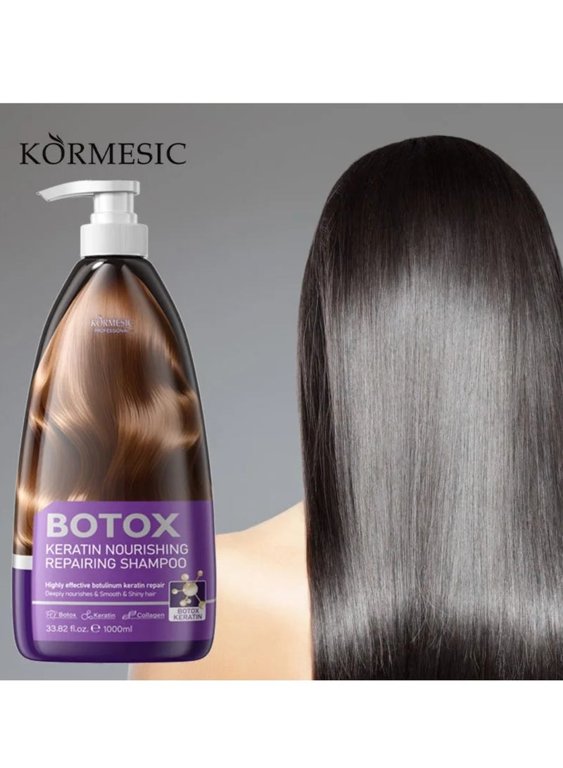Kormesic شامبو 1000 مل بوتوكس كيراتين المغذي والمصلح، فعال للغاية، يعيد بناء الشعر بعمق ويغذيه، يجعل الشعر ناعماً ولامعاً. - Image 3