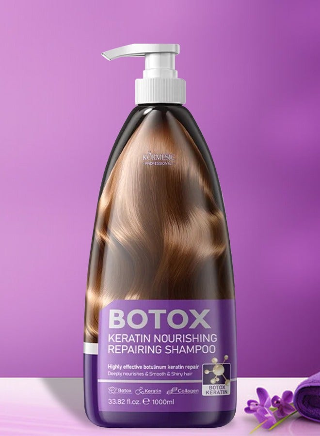 Kormesic شامبو 1000 مل بوتوكس كيراتين المغذي والمصلح، فعال للغاية، يعيد بناء الشعر بعمق ويغذيه، يجعل الشعر ناعماً ولامعاً. - Image 2
