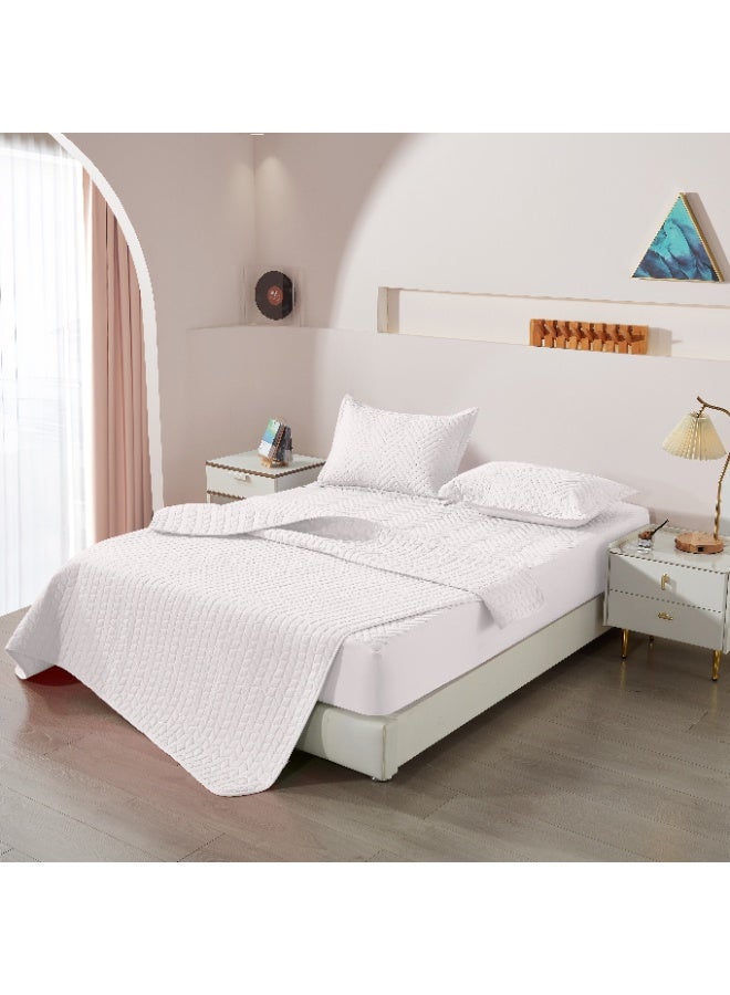 Cotton Down Comforter. Lightweight and soft, pre-washed cotton diamond-stitch quilted comforter perfect for all seasons (White - Single Duvet). - Image 4