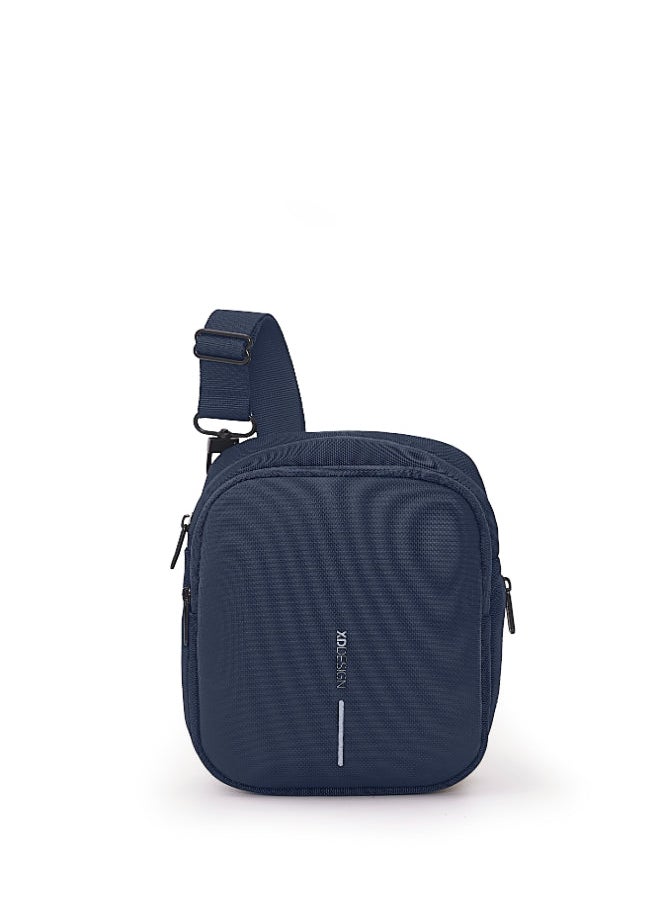 XD DESIGN Boxy Sling | Adjustable Cross Body Bag, 3-Ways to Wear (Cross Body, Shoulder, Waist), Hidden Rear & Water Bottle Pockets, Recycled Fabric, Ideal for City Tour - Navy Blue  - Image 1