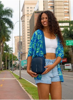 XD DESIGN Boxy Sling | Adjustable Cross Body Bag, 3-Ways to Wear (Cross Body, Shoulder, Waist), Hidden Rear & Water Bottle Pockets, Recycled Fabric, Ideal for City Tour - Navy Blue  - Image 3