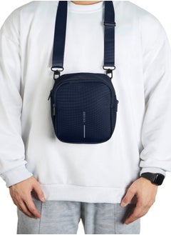 XD DESIGN Boxy Sling | Adjustable Cross Body Bag, 3-Ways to Wear (Cross Body, Shoulder, Waist), Hidden Rear & Water Bottle Pockets, Recycled Fabric, Ideal for City Tour - Navy Blue  - Image 5