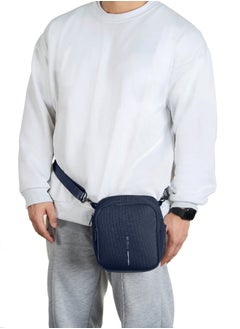 XD DESIGN Boxy Sling | Adjustable Cross Body Bag, 3-Ways to Wear (Cross Body, Shoulder, Waist), Hidden Rear & Water Bottle Pockets, Recycled Fabric, Ideal for City Tour - Navy Blue  - Image 4