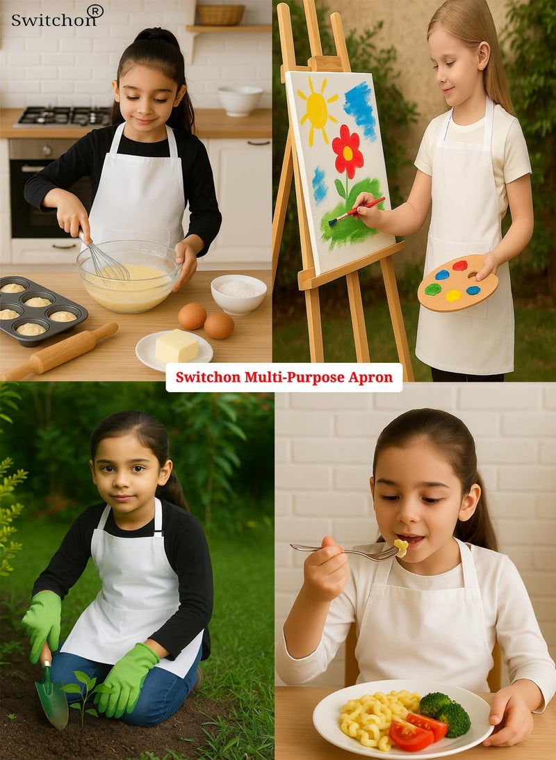 Switchon Waterproof Polyester Kids Apron with Adjustable Waist & Neck Buckle | Multi-Purpose Cooking, Art, Birthday Theme Party & School Apron with Front Pocket | For Boys & Girls Age 5–11 Years - Image 4
