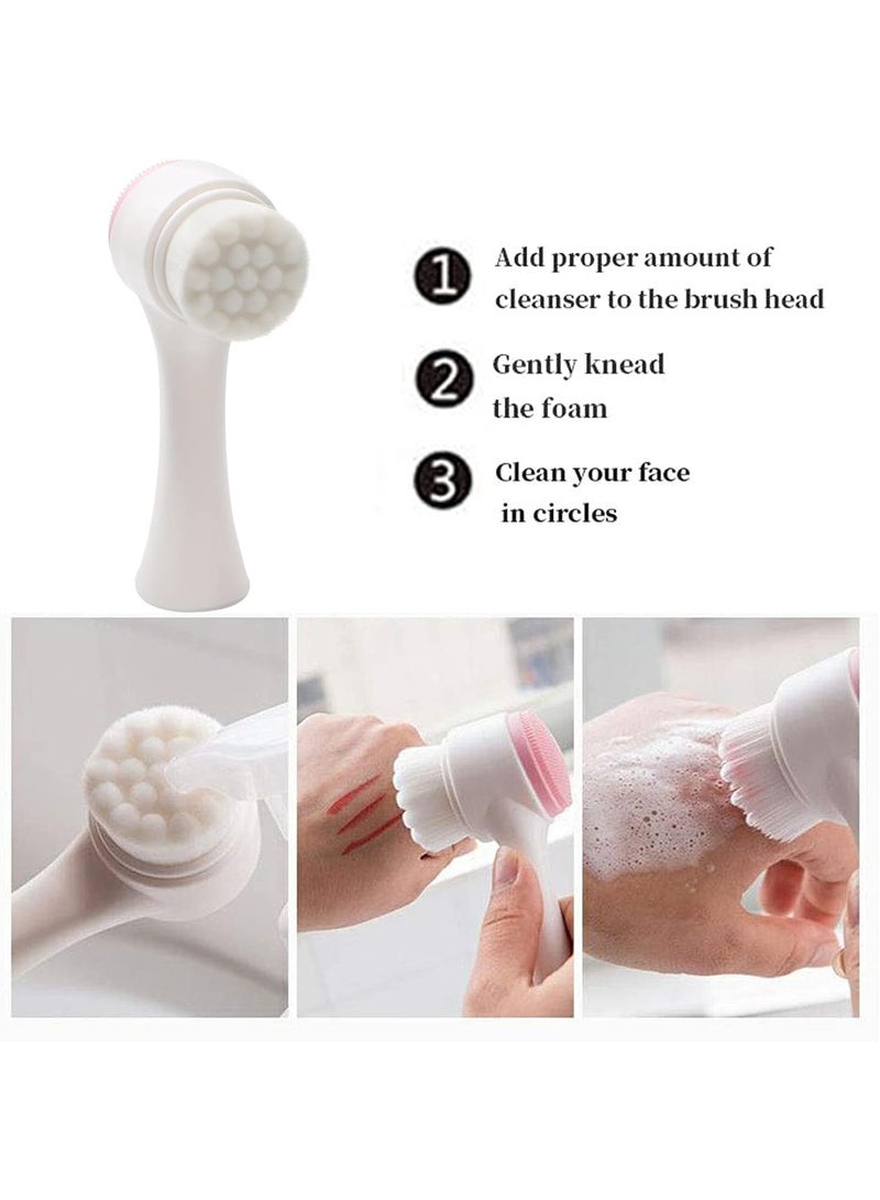 Generic Manual Facial Cleansing Brush, 2 in 1 Skin Care Facial Brush, Silicone Facial Cleanser, Dual Action Face Washing Brush for Deep Pore Massage and Exfoliation (Multicolor) - Image 4
