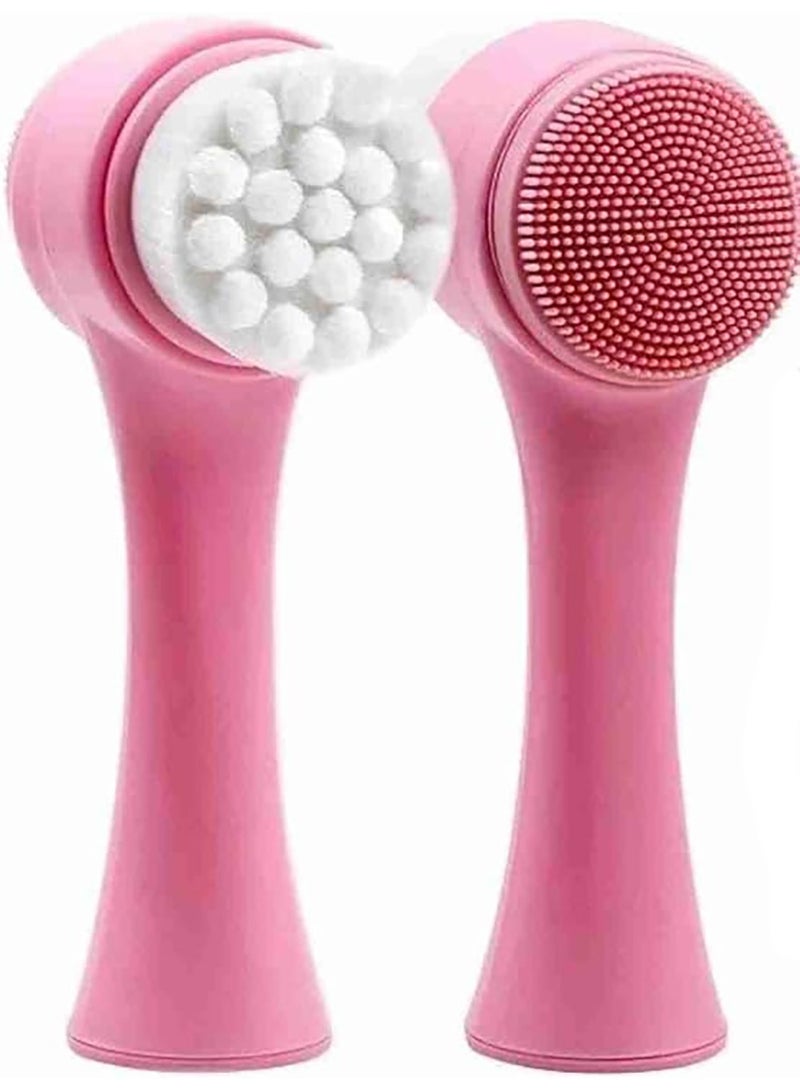 Generic Manual Facial Cleansing Brush, 2 in 1 Skin Care Facial Brush, Silicone Facial Cleanser, Dual Action Face Washing Brush for Deep Pore Massage and Exfoliation (Multicolor) - Image 1