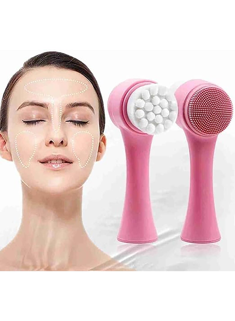 Generic Manual Facial Cleansing Brush, 2 in 1 Skin Care Facial Brush, Silicone Facial Cleanser, Dual Action Face Washing Brush for Deep Pore Massage and Exfoliation (Multicolor) - Image 2