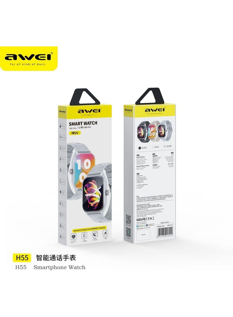Awei H55 Multifunctional Smart Watch (Men/Women) Fitness Sports Bracelet Compatible with Android iOS- Silver - Image 3