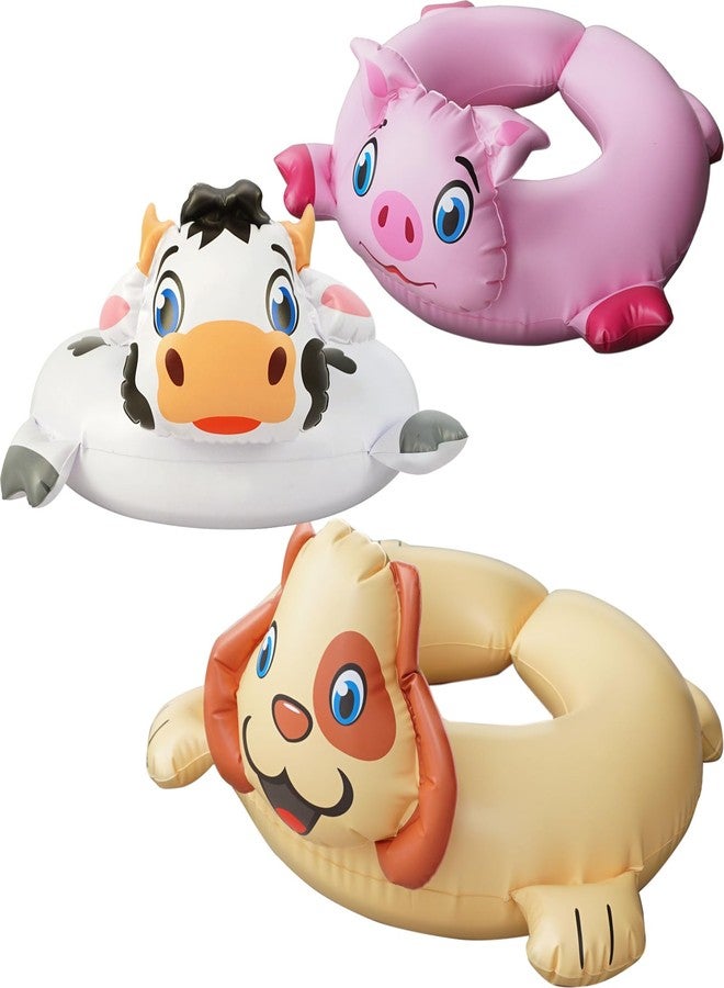 HOHQB 3 Animal Pig Dog Cow Split Float Set Swimming Ring Pool Floats for Kids Ages 3-8 - Image 1