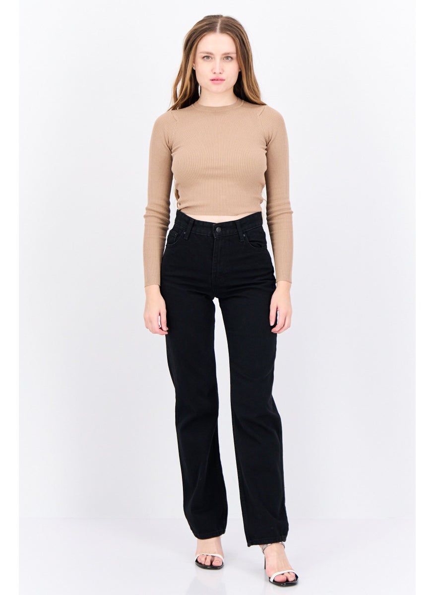 Bershka Women Straight Fit Plain No Stretch Jeans, Black  - Image 4