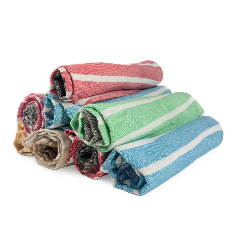 Värde ® Premium 8 Pcs Hand Towels | 250 GSM Cotton | Face Towel | Kitchen Towel | Floor Towel | Soft Towels | Size 16W x 25L Inches | Striped & Solid Pattern. (Pack of 8) - Image 1