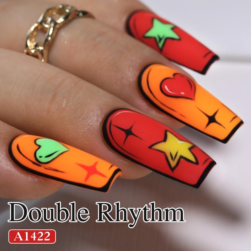 Double Rhythm 15ML Gel Nail Polish Pure Sheer Same Color Same Bottle Soak Off Gel Polish Art Manicure Salon DIY at Home for Women (Neon Red-A1422) - Image 4
