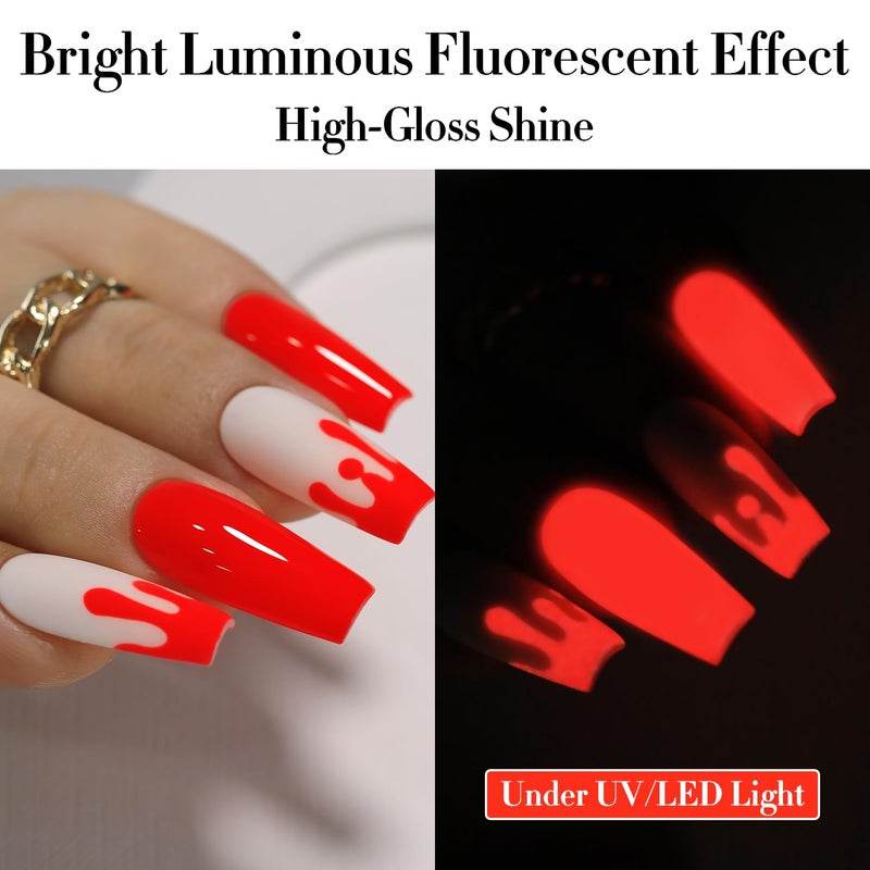 Double Rhythm 15ML Gel Nail Polish Pure Sheer Same Color Same Bottle Soak Off Gel Polish Art Manicure Salon DIY at Home for Women (Neon Red-A1422) - Image 5