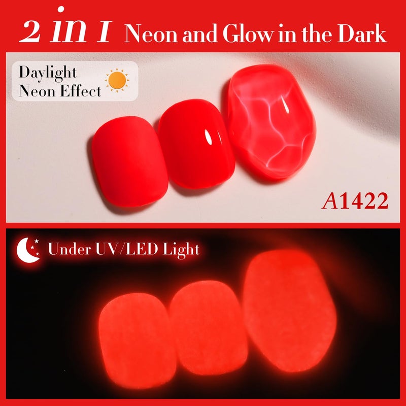 Double Rhythm 15ML Gel Nail Polish Pure Sheer Same Color Same Bottle Soak Off Gel Polish Art Manicure Salon DIY at Home for Women (Neon Red-A1422) - Image 3