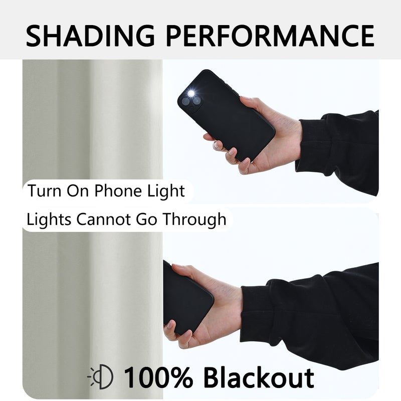 إيزي سو 2 لوحات ستائر معتمة 100٪ 2 قطعة أغطية نوافذ لغرفة النوم ستائر معتمة معزولة حرارياً ستائر معتمة تمنع الضوء ستائر معتمة للنافذة ستائر غرفة النوم بيضاء - Image 4