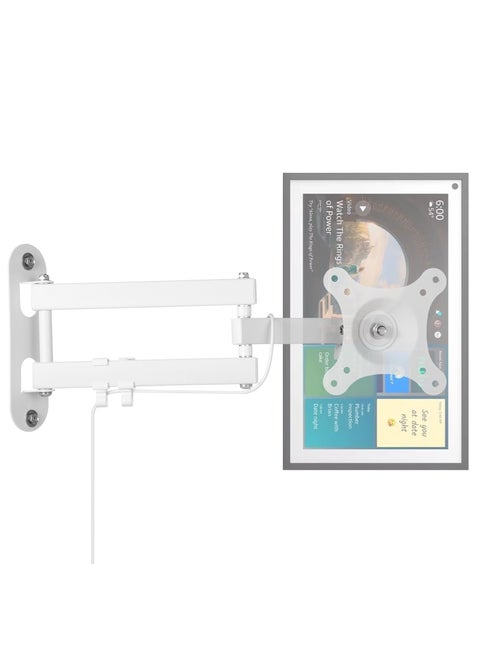 Full Motion Wall Mount for Echo Show 15, Monitor Wall Mounting Bracket for 15-28 Inch Monitors TVs, Swivel and Tilt 360 Rotate Wall Mount for Alexa Echo Show 15, Adjustable and Extendable