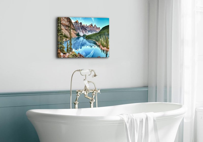 YOOOAHU Colorado Wall Art Banff Mountain Moraine Lake National Park Photo Canvas Prints Forest Wall Decor Living Room Bedroom Artwork Nature Landscape Framed Pictures Bathroom Office Home Decorations 12x16” - Image 4