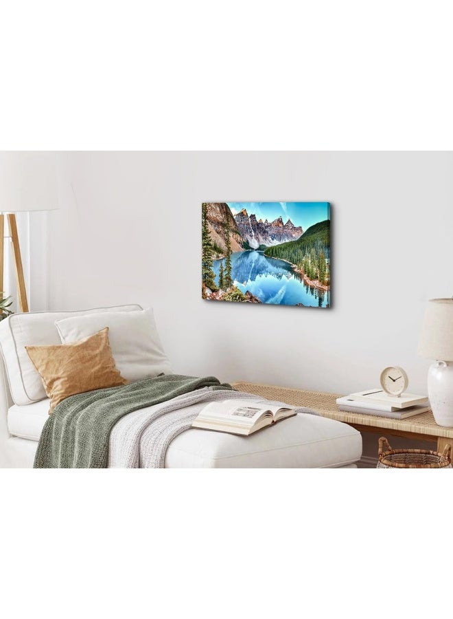YOOOAHU Colorado Wall Art Banff Mountain Moraine Lake National Park Photo Canvas Prints Forest Wall Decor Living Room Bedroom Artwork Nature Landscape Framed Pictures Bathroom Office Home Decorations 12x16” - Image 2