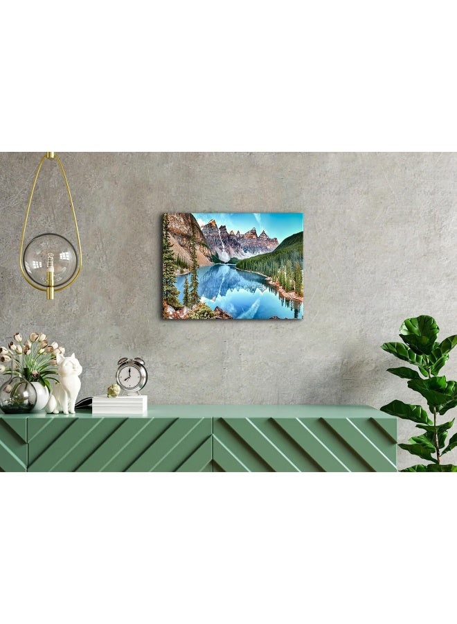 YOOOAHU Colorado Wall Art Banff Mountain Moraine Lake National Park Photo Canvas Prints Forest Wall Decor Living Room Bedroom Artwork Nature Landscape Framed Pictures Bathroom Office Home Decorations 12x16” - Image 3