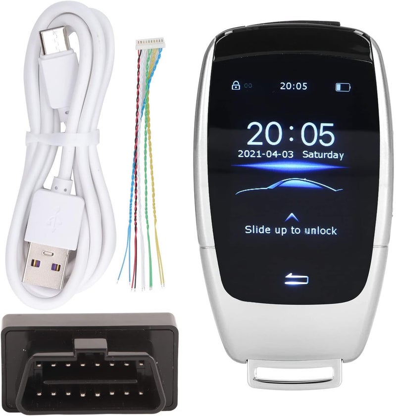 Tyenaza Smart Remote Key, Universal TK900 LCD Touch Screen Smart Key Remote Keyless Entry for Start Stop Engine Button Models(Sliver) - Image 1