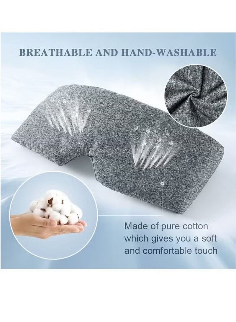 Generic 100% Handmade Cotton Sleep Mask Blackout - Comfortable & Breathable Eye Mask for Sleeping Adjustable Blinder Blindfold Airplane with Travel Pouch - Best Night Companion Eyeshade for Women Men Kid  - Image 3
