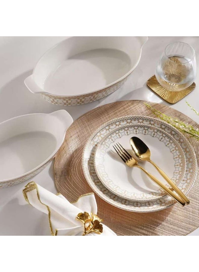 Pan Home طبق تقديم ميراى الخزفي البيضاوي - أبيض - Image 3