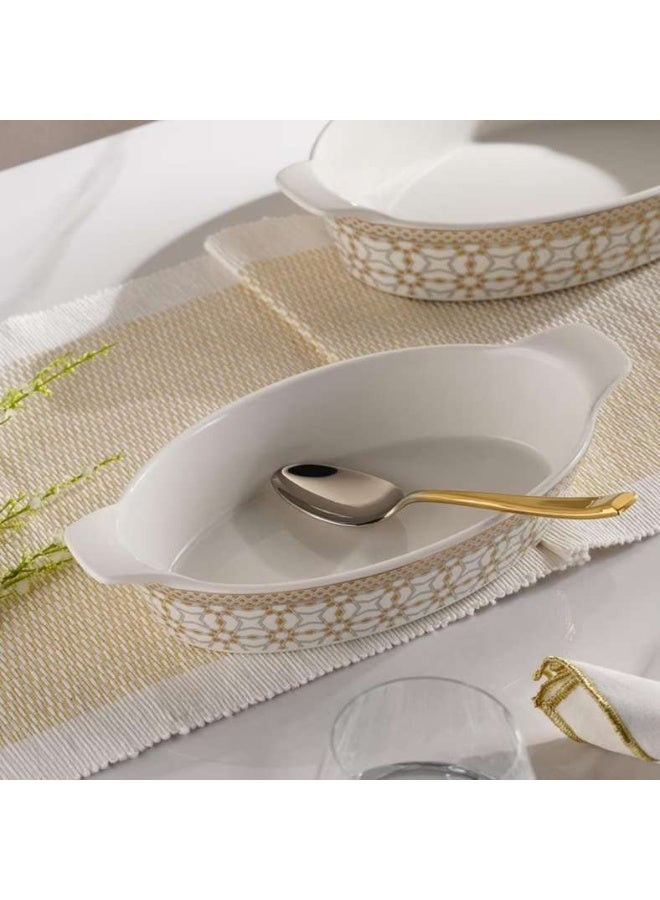 Pan Home طبق تقديم ميراى الخزفي البيضاوي - أبيض - Image 1