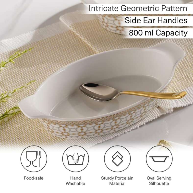 Pan Home Miray Porcelain Oval Serving Dish 28.5x15x5.5cm -White - 202CWD9900145 - Image 5
