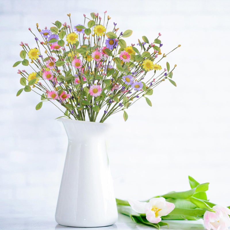 Yawwind 6 PCs Artificial Spring Flowers 17 Inches Summer Flower Branches Faux Floral Picks with Daisy Berry for Vase Home Indoors Flower Arrangements Table Centerpieces - Image 3