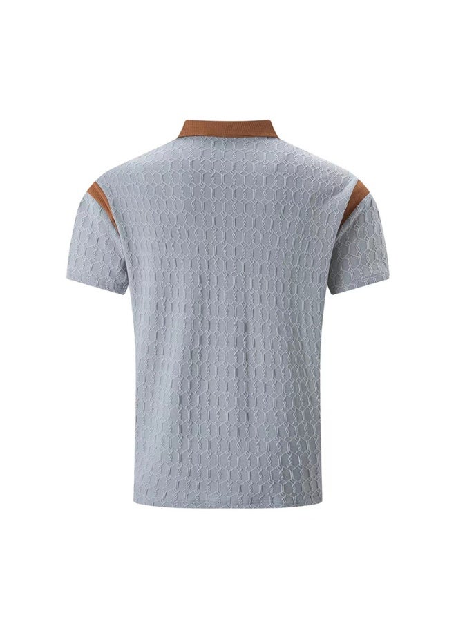 Summer Men's Polo Shirt Short Sleeve Knitted Pure Color T-Shirt with Embroidery Flip Collar Slim Fit Fashionable Top - Image 3