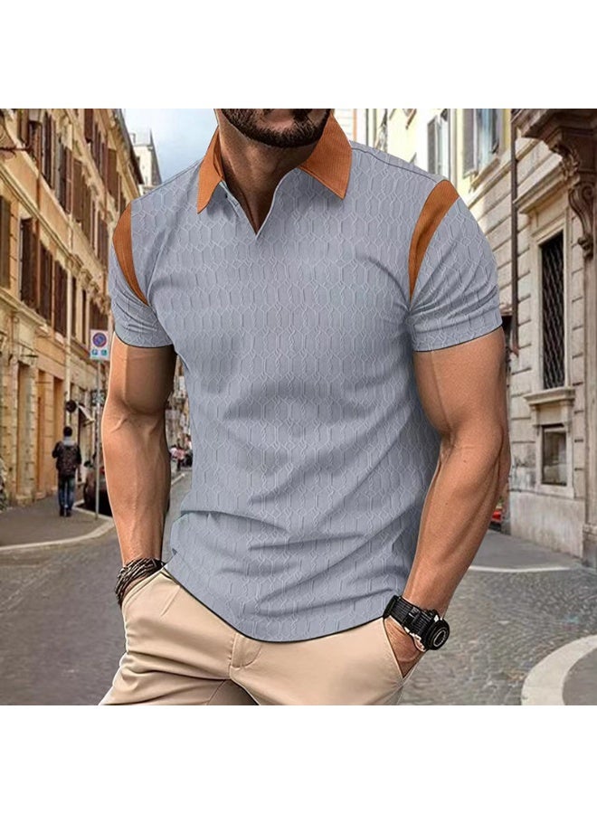 Summer Men's Polo Shirt Short Sleeve Knitted Pure Color T-Shirt with Embroidery Flip Collar Slim Fit Fashionable Top - Image 1