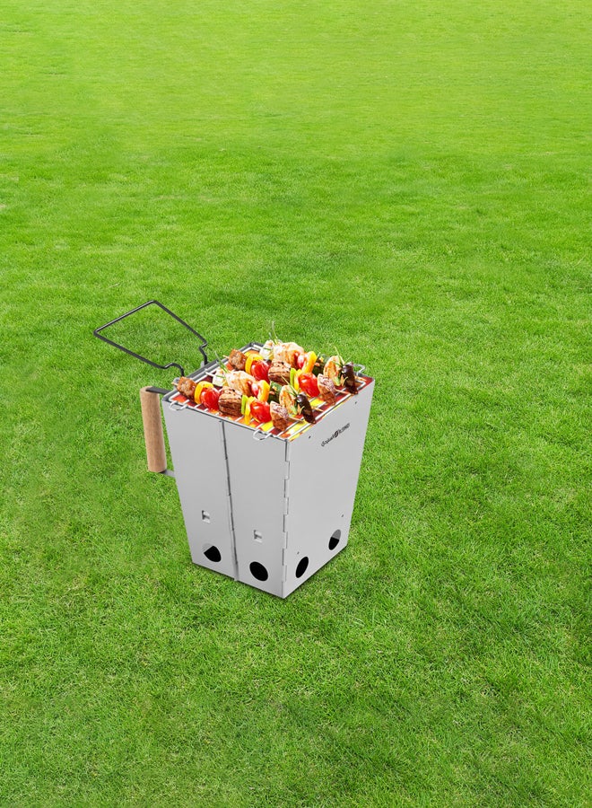 السنيدي مشعل فحم وحطب ولاعة حطب فضي مقاس28*26*27 سم - Image 2