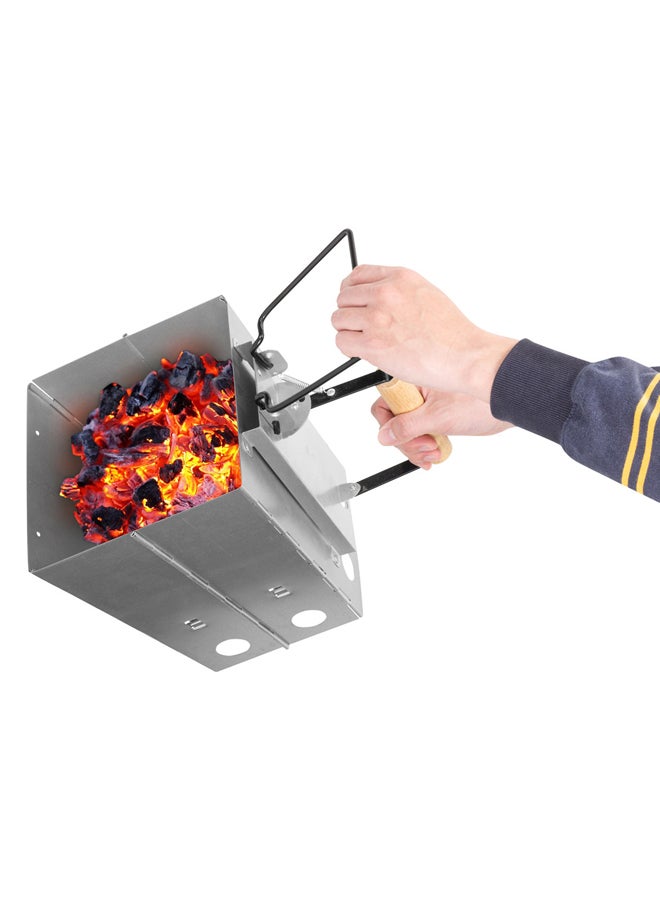 السنيدي مشعل فحم وحطب ولاعة حطب فضي مقاس28*26*27 سم - Image 3