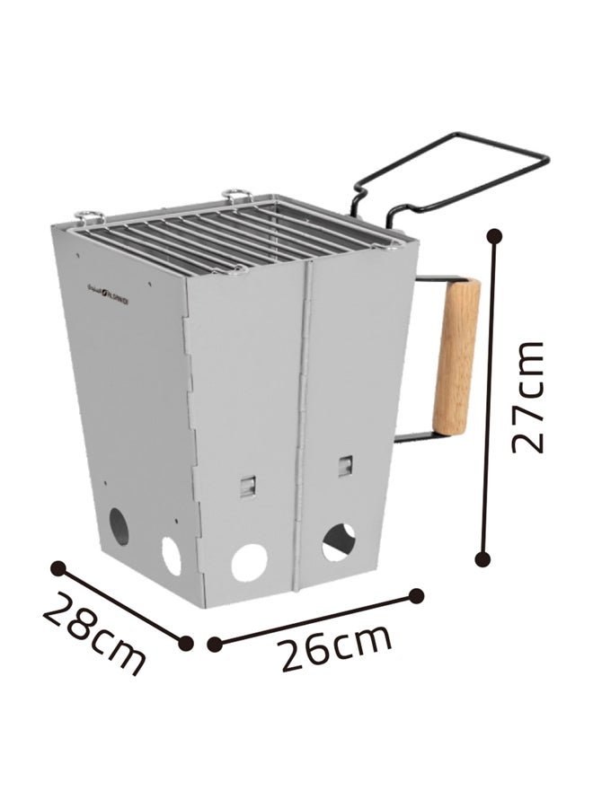 السنيدي مشعل فحم وحطب ولاعة حطب فضي مقاس28*26*27 سم - Image 5