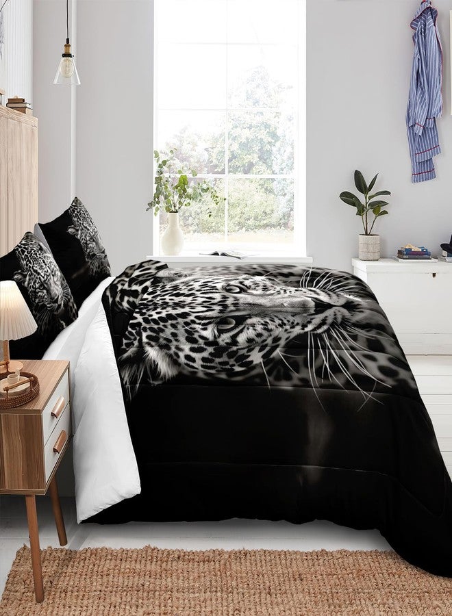 Bedorm Wild Animal Comforter Set Leopard African Bedding Set Black and White Cheetah Leopard Printed Bedding Safari Animal Tropical Queen Comforter Set for All Season - Image 5