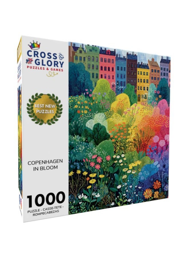 Cross & Glory – Copenhagen in Bloom – 1000 Piece Jigsaw Puzzle for Adults | Vibrant Copenhagen City Garden Puzzle | Colorful Wildflower Artwork | Premium Ribbon-Cut Puzzle with Satin Finish - Image 2