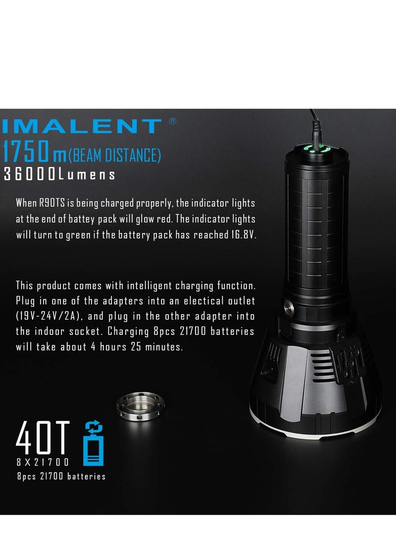 IMALENT - IMALENT MS18 Brightest Flashlight 100,000 Lumens, 18pcs Cree XHP70 2nd LEDs,Long Throw Up to 1350 meters, with OLED Display and Built-in Cooling Tools - Image 1
