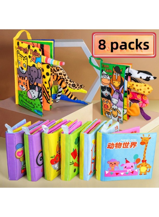 Generic - Baby's Cloth Book Baby's Early Education Can't Tear Rip Bite Toy Three-dimensional Early Education 6 Months Infant's Educational Book-Color:[super Cost-effective Set] 8-piece Set (5 Story Books Included) - Image 1