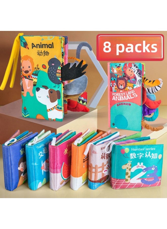 Generic - Baby's Cloth Book Baby's Early Education Can't Tear Rip Bite Toy Three-dimensional Early Education 6 Months Infant's Educational Book-Color:[super Cost-effective Set] 8-piece Set (5 Story Books Included) - Image 1
