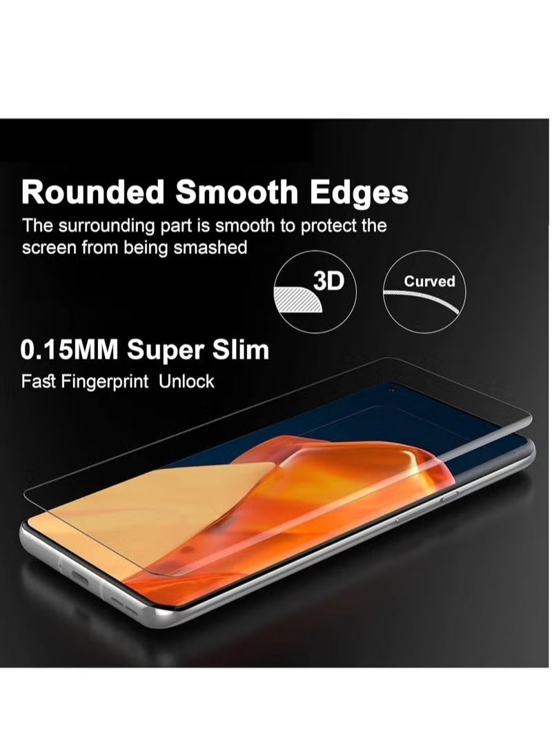 أوميكسبرو زجاج مقوى لهاتف OnePlus 12R 5G واقي شاشة من الأشعة فوق البنفسجية مع غراء كامل من الحافة إلى الحافة، زجاج مقوى منحني ثلاثي الأبعاد متوافق مع بصمات الأصابع ومضاد للخدش وصلابة 9H لهاتف OnePlus 12R 5G - Image 2