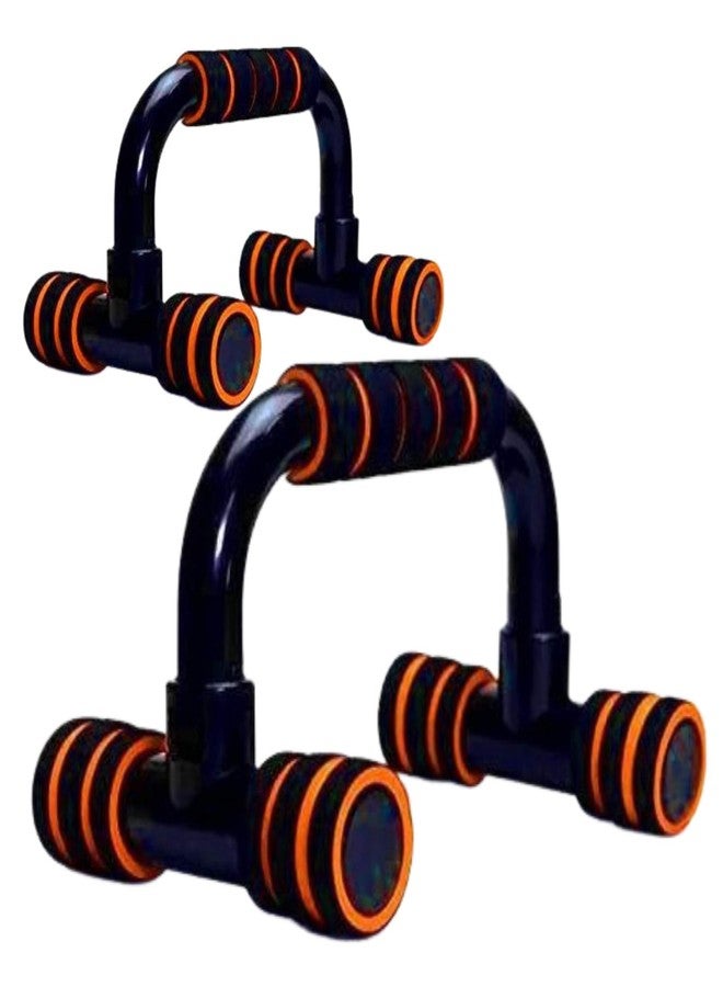 Shopeleven Push Up Bar Pushup Home Gym Equipment for Men & Women, Chest & Back Workout, Anti-Slip, Orange - Image 1