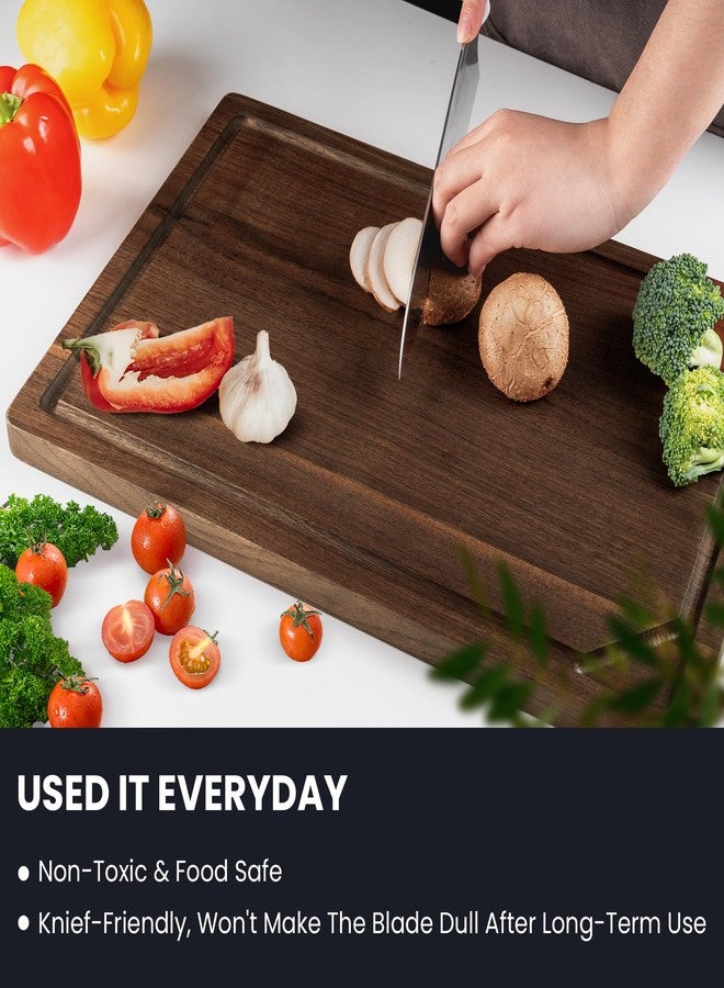 Venusmiles USA-Sourced Black Walnut Cutting Board for Kitchen (12”x8”x0.8”) Pre-Oiled Wooden Chopping Board, Walnut End Grain Reversible Butcher Block with Juice Groove & Handlers - Image 3