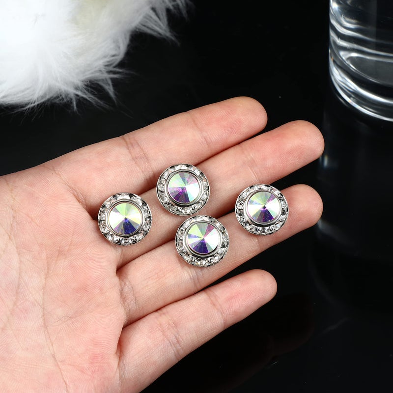 SAILIMUE 15Pairs Rhinestone Earrings For Women Dance Competition Performance Ballet Stud Earrings Stainless Steel Round Acrylic Stone Inside Rhinestone Crystal Halo Dance Competition Earrings Set 15mm - Image 5